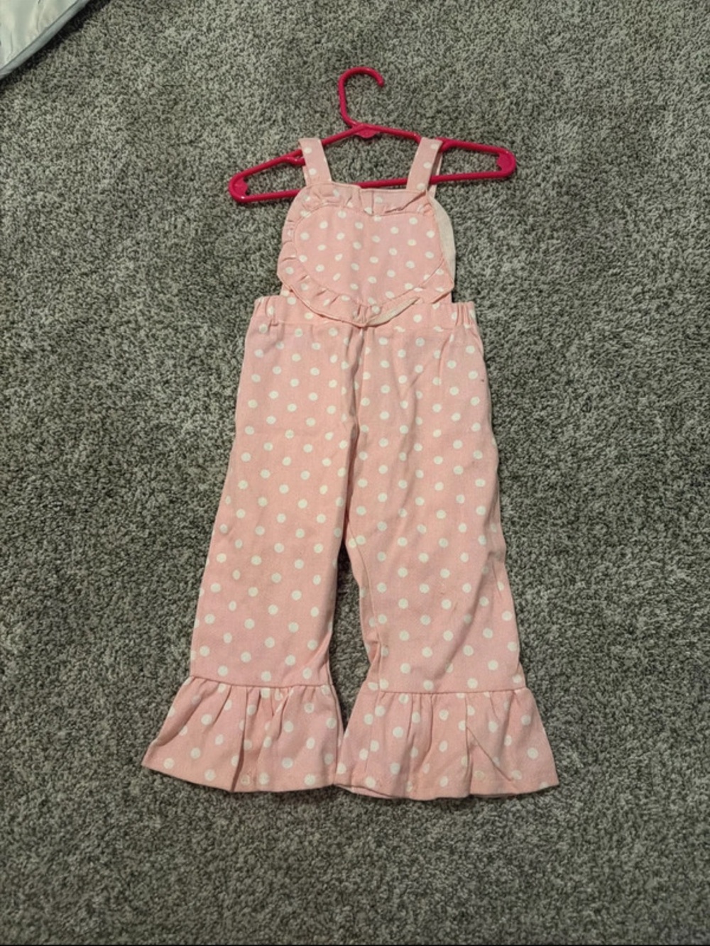Girls' Pink Polka Dot Ruffle Overalls - Brand
